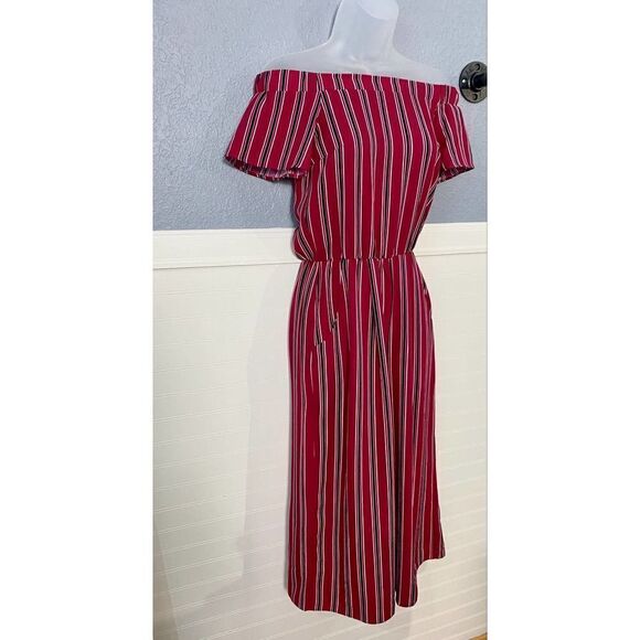 Mm Mm Mm Red Striped Short Sleeve Jumpsuit - Picture 1 of 6